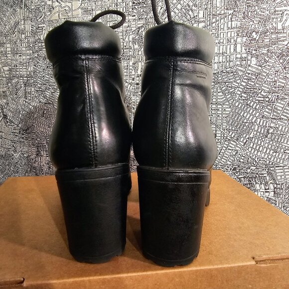 VAGABOND Grace Black Leather Lug Sole Lace Up Boots| Sz 10 - Picture 7 of 11